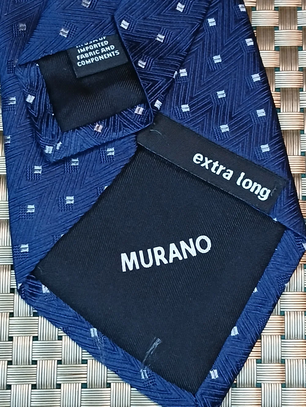 Murano Deep Blue Silk Tie with Small Square Accent (1116)